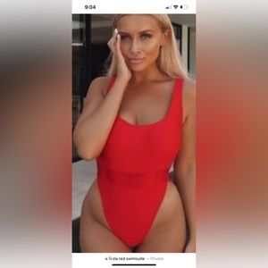 SLA red one piece bathing suit